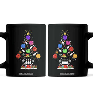Funny Bowling Christmas Tree Lights Xmas Bowler Coffee Mug TS11 Black Print Your Wear