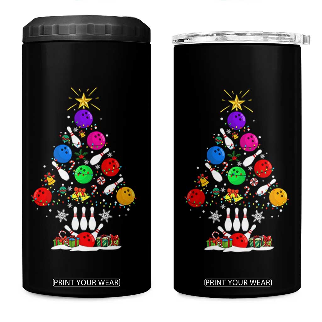 Funny Bowling Christmas Tree Lights Xmas Bowler 4 in 1 Can Cooler Tumbler TS11 One Size: 16 oz Black Print Your Wear