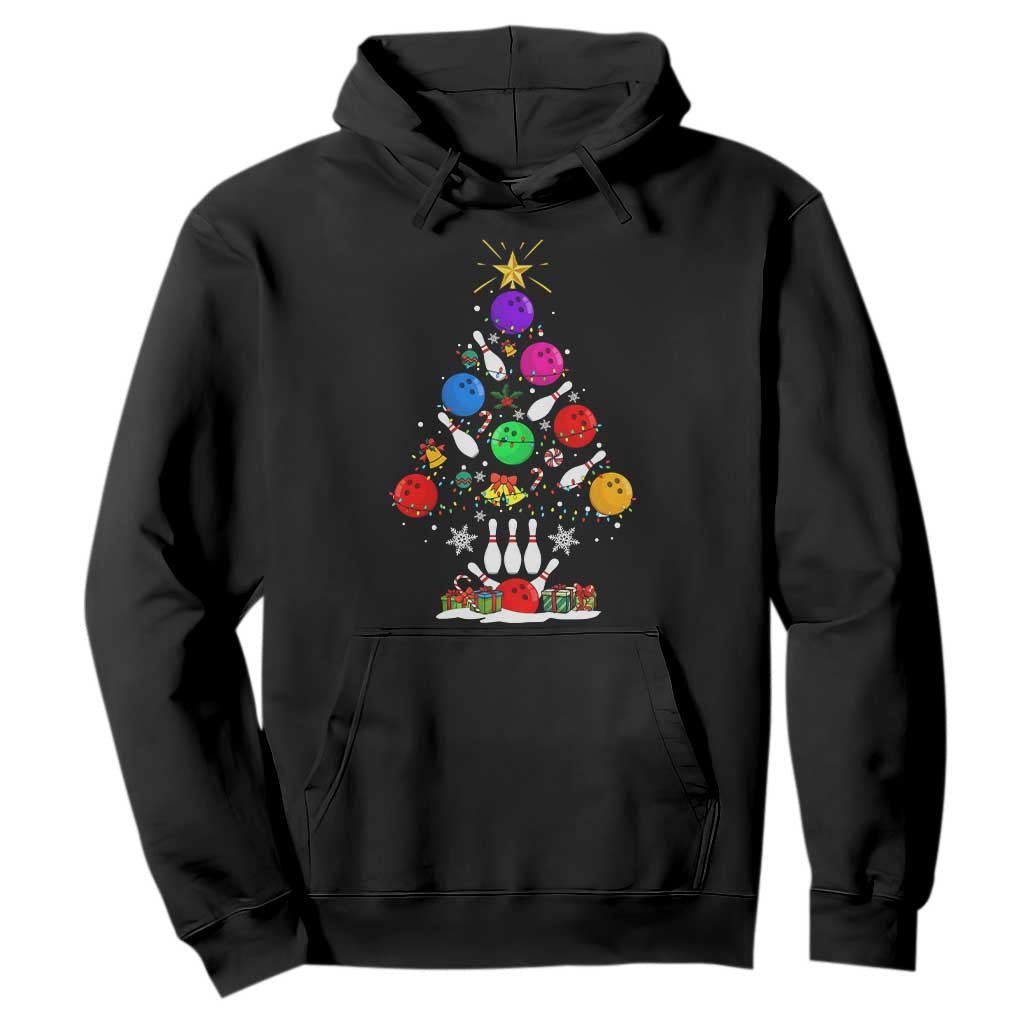 Funny Bowling Christmas Tree Lights Xmas Bowler Hoodie TS11 Black Print Your Wear