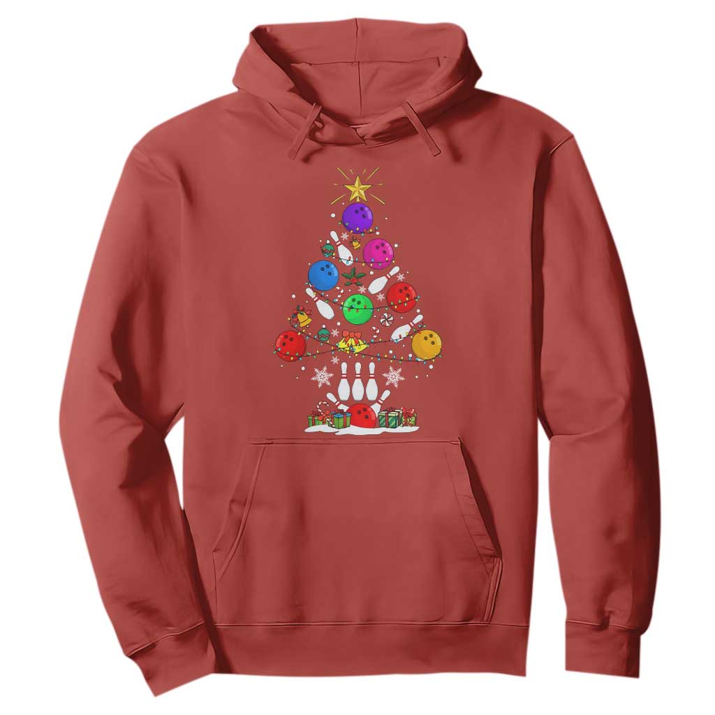 Funny Bowling Christmas Tree Lights Xmas Bowler Hoodie TS11 Red Print Your Wear