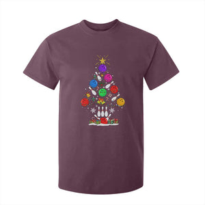 Funny Bowling Christmas Tree Lights Xmas Bowler T Shirt For Kid TS11 Maroon Print Your Wear