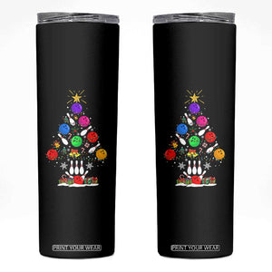 Funny Bowling Christmas Tree Lights Xmas Bowler Skinny Tumbler TS11 Black Print Your Wear