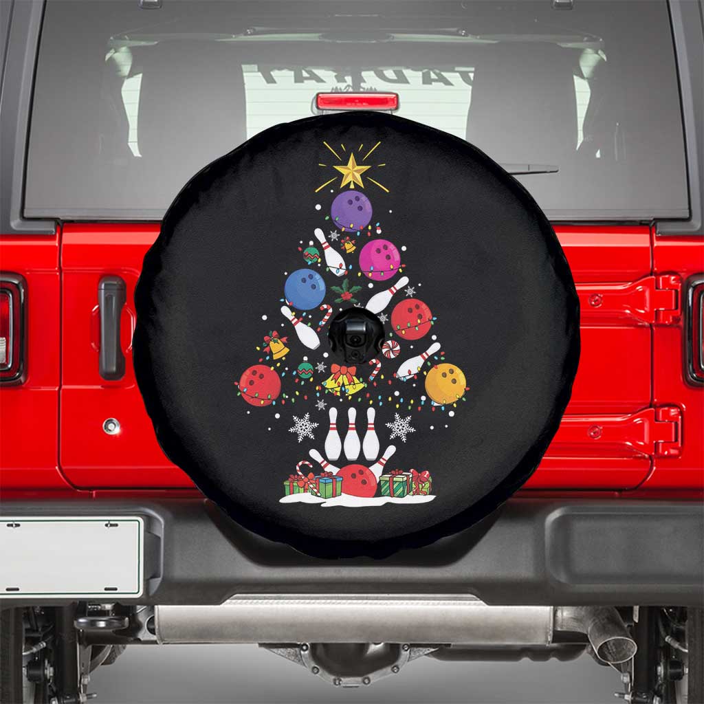 Funny Bowling Christmas Tree Lights Xmas Bowler Spare Tire Cover TS11 Black Print Your Wear