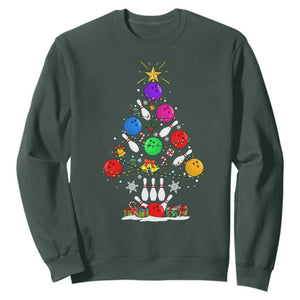 Funny Bowling Christmas Tree Lights Xmas Bowler Sweatshirt TS11 Dark Forest Green Print Your Wear