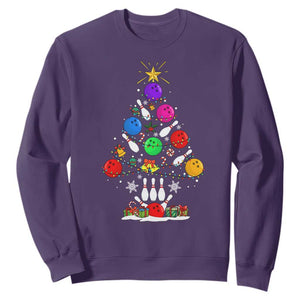 Funny Bowling Christmas Tree Lights Xmas Bowler Sweatshirt TS11 Purple Print Your Wear