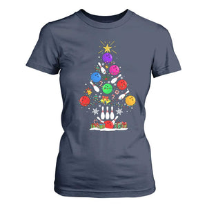Funny Bowling Christmas Tree Lights Xmas Bowler T Shirt For Women TS11 Navy Print Your Wear