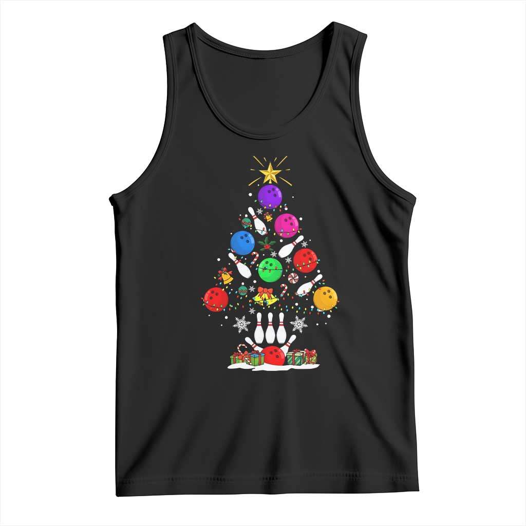 Funny Bowling Christmas Tree Lights Xmas Bowler Tank Top TS11 Black Print Your Wear