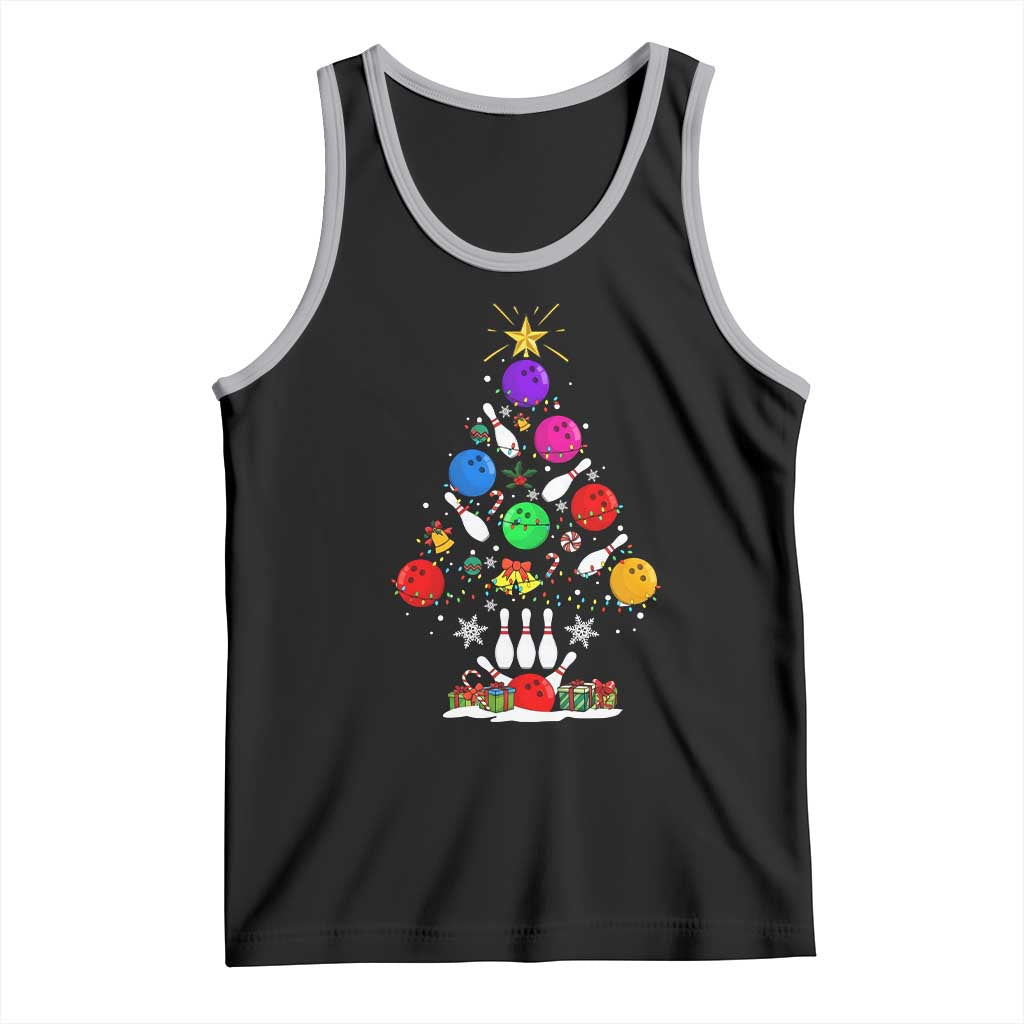 Funny Bowling Christmas Tree Lights Xmas Bowler Tank Top TS11 Black Athletic Heather Print Your Wear