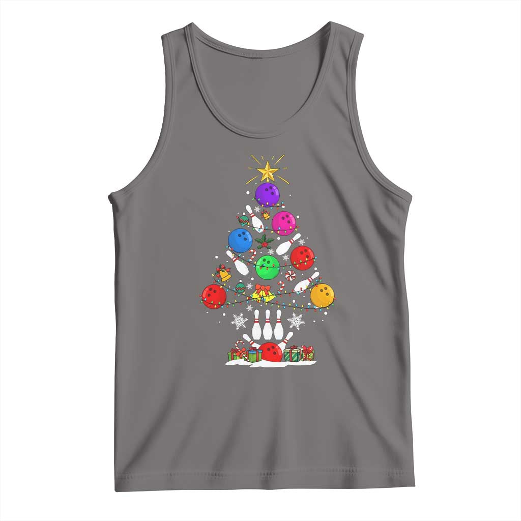 Funny Bowling Christmas Tree Lights Xmas Bowler Tank Top - Print Your Wear