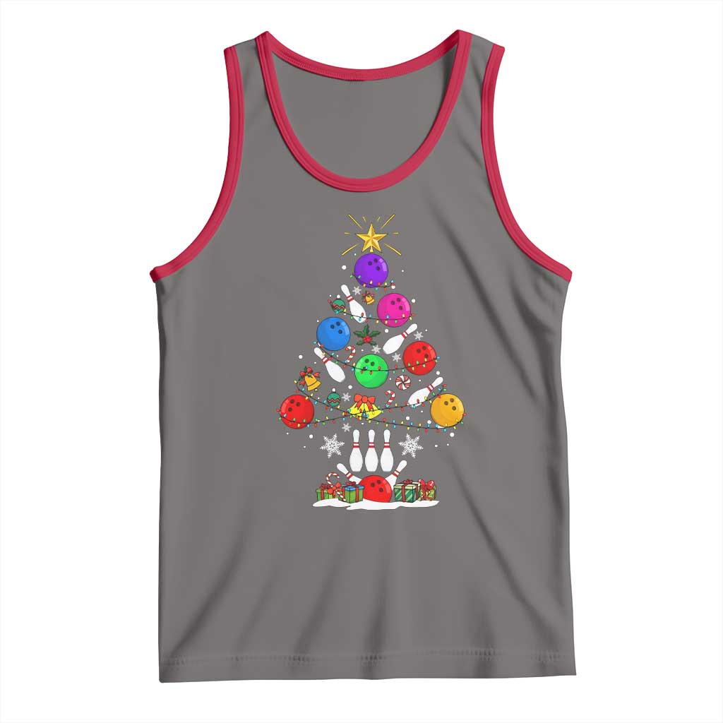 Funny Bowling Christmas Tree Lights Xmas Bowler Tank Top - Print Your Wear