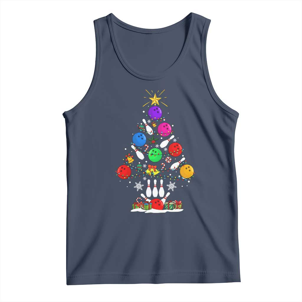 Funny Bowling Christmas Tree Lights Xmas Bowler Tank Top - Print Your Wear