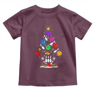 Funny Bowling Christmas Tree Lights Xmas Bowler Toddler T Shirt TS11 Maroon Print Your Wear