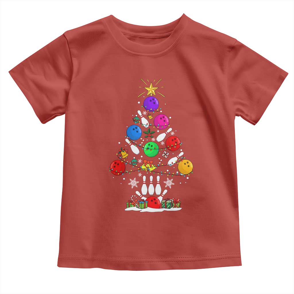 Funny Bowling Christmas Tree Lights Xmas Bowler Toddler T Shirt TS11 Red Print Your Wear