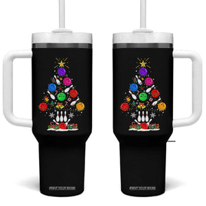 Funny Bowling Christmas Tree Lights Xmas Bowler Tumbler With Handle TS11 One Size: 40 oz Black Print Your Wear