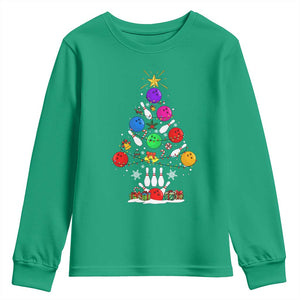 Funny Bowling Christmas Tree Lights Xmas Bowler Youth Sweatshirt TS11 Irish Green Print Your Wear
