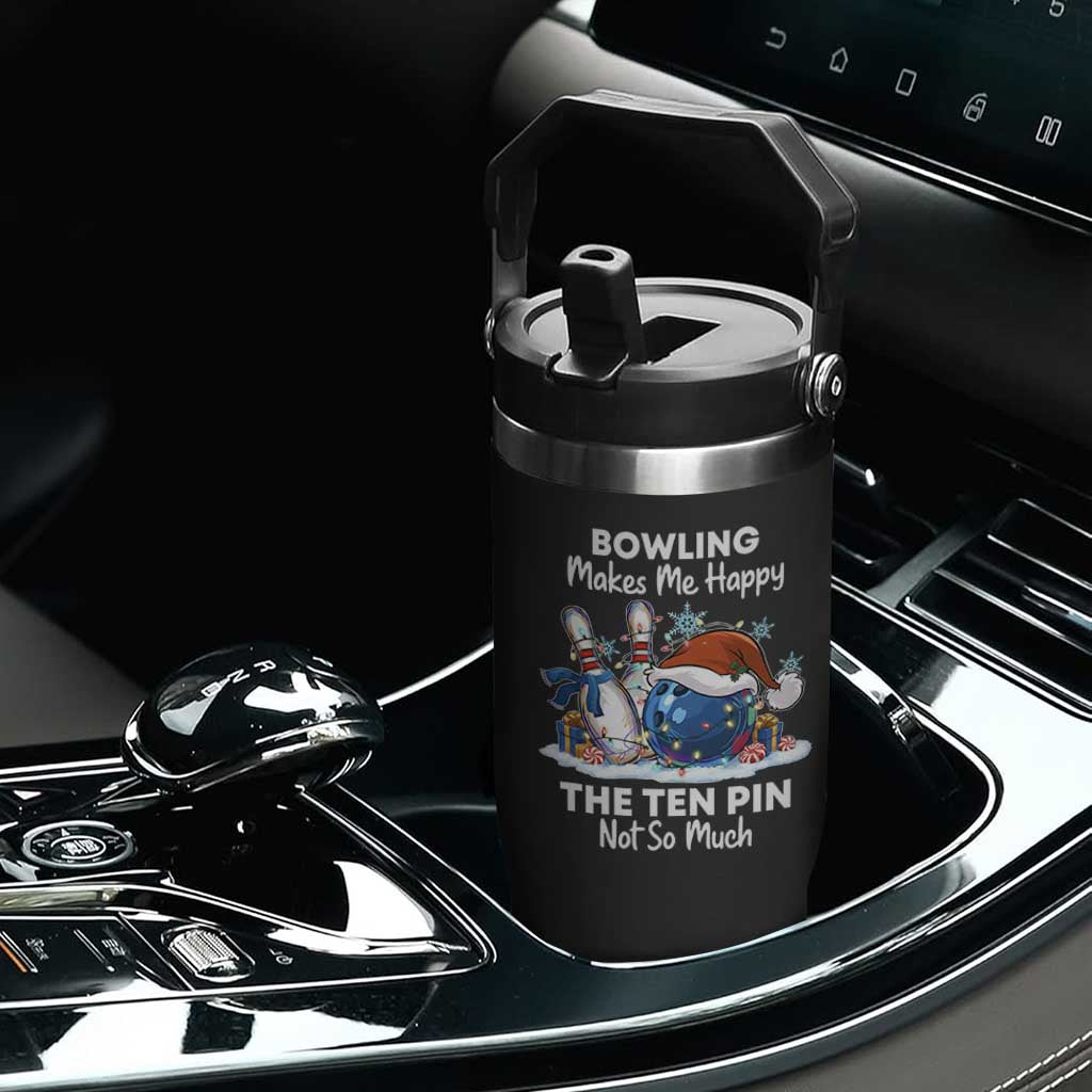 Funny Christmas Bowling Flip Straw Tumbler Bowling Makes Me Happy The Ten Pin Not So Much TS11 Print Your Wear