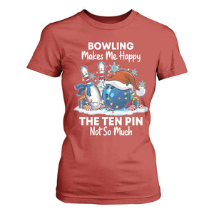 Funny Christmas Bowling T Shirt For Women Bowling Makes Me Happy The Ten Pin Not So Much TS11 Red Print Your Wear