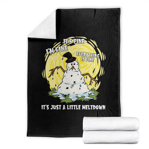 Funny It Is Fine I Am Fine Everything Is Fine Its Just A Little Meltdown Throw Blanket Christmas Snowman TS11 Black Print Your Wear