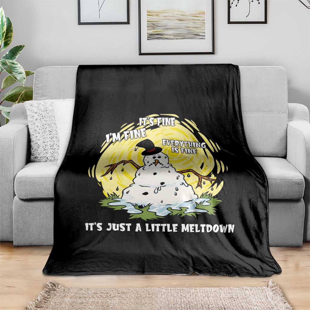 Funny It Is Fine I Am Fine Everything Is Fine Its Just A Little Meltdown Throw Blanket Christmas Snowman TS11 Print Your Wear