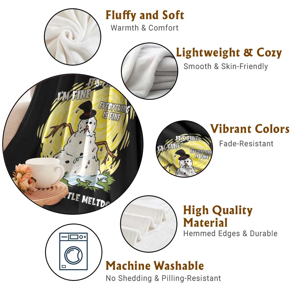 Funny It Is Fine I Am Fine Everything Is Fine Its Just A Little Meltdown Throw Blanket Christmas Snowman TS11 Print Your Wear