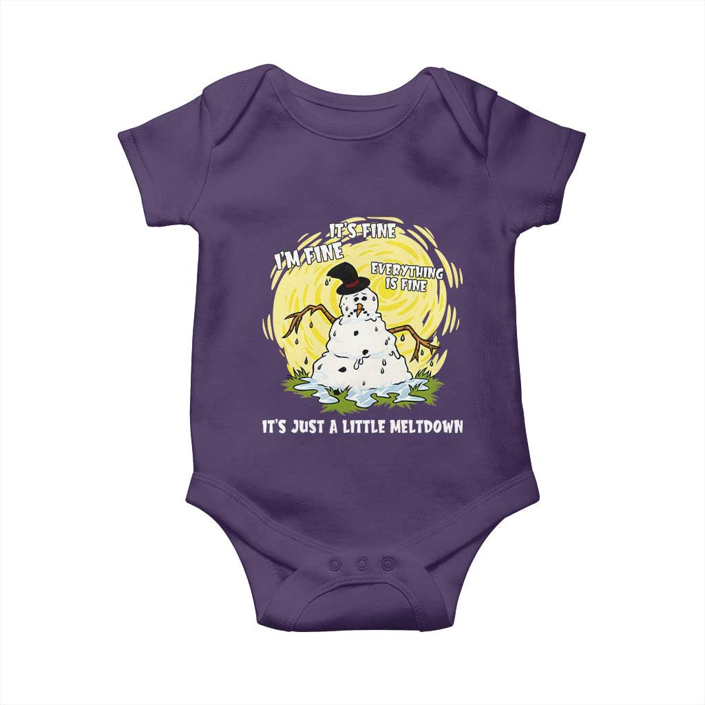 Funny It Is Fine I Am Fine Everything Is Fine Its Just A Little Meltdown Baby Onesie Christmas Snowman TS11 Purple Print Your Wear