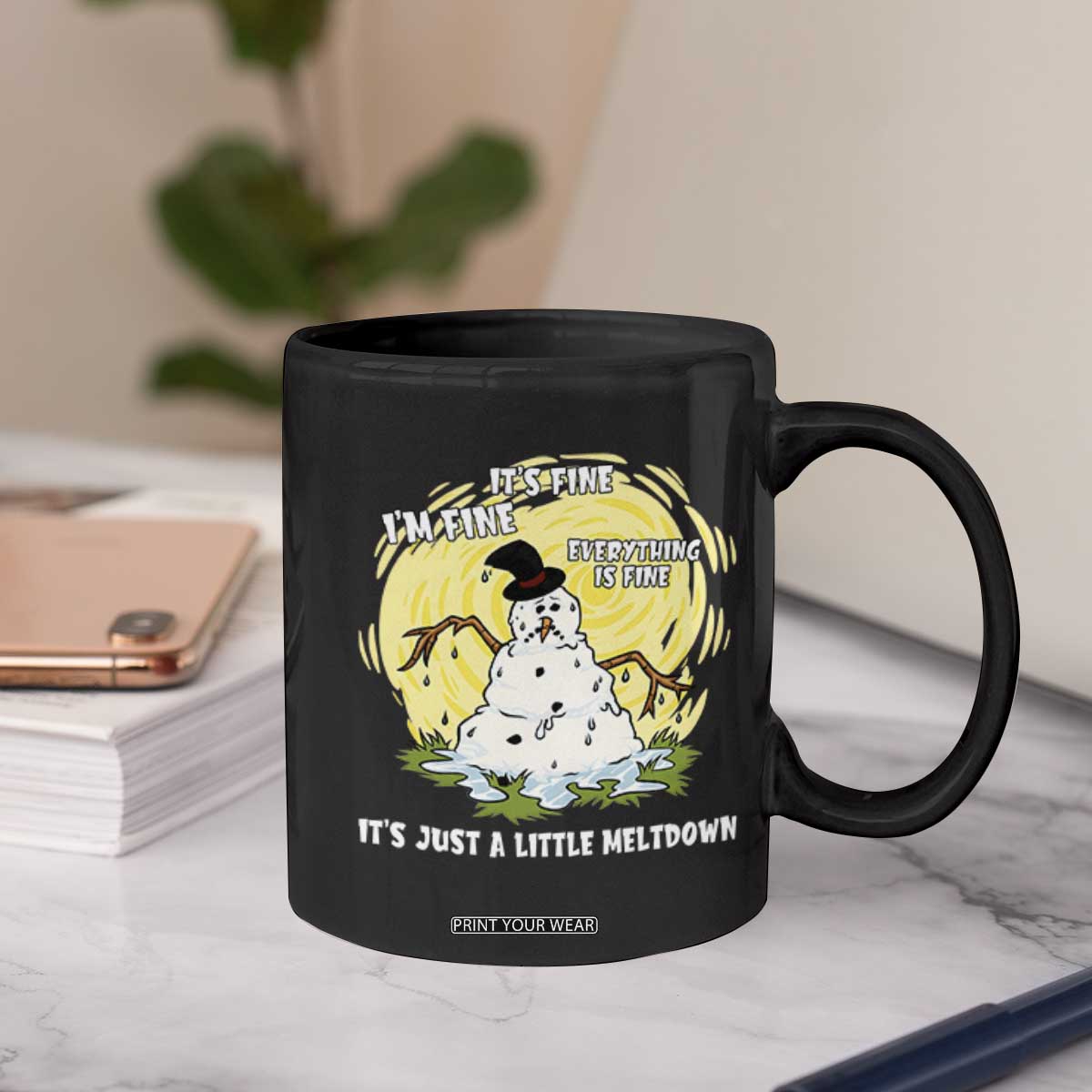 Funny It Is Fine I Am Fine Everything Is Fine Its Just A Little Meltdown Coffee Mug Christmas Snowman - Print Your Wear
