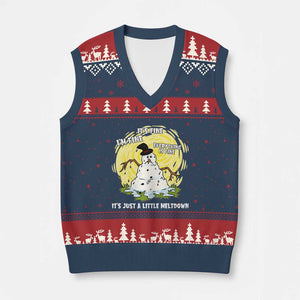 Funny It Is Fine I Am Fine Everything Is Fine Its Just A Little Meltdown V-Neck Knit Sweater Vest Xmas Snowman TS11 Navy Red Print Your Wear