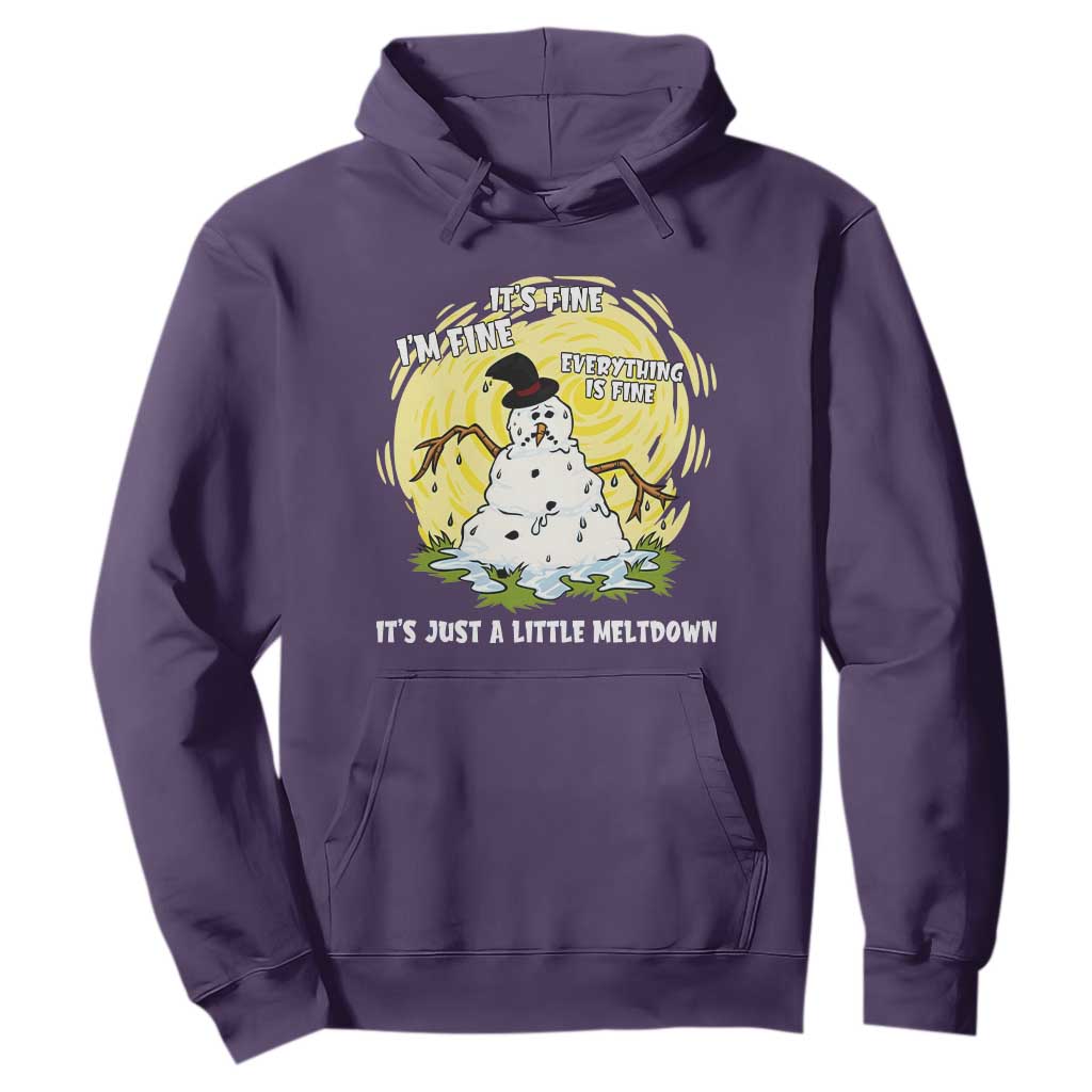 Funny It Is Fine I Am Fine Everything Is Fine Its Just A Little Meltdown Hoodie Christmas Snowman TS11 Purple Print Your Wear