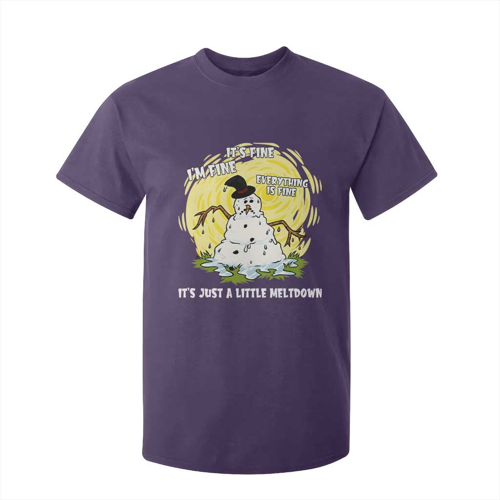 Funny It Is Fine I Am Fine Everything Is Fine Its Just A Little Meltdown T Shirt For Kid Christmas Snowman TS11 Purple Print Your Wear