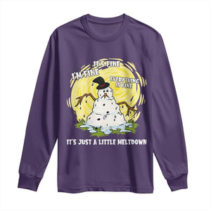 Funny It Is Fine I Am Fine Everything Is Fine Its Just A Little Meltdown Long Sleeve Shirt Christmas Snowman TS11 Purple Print Your Wear
