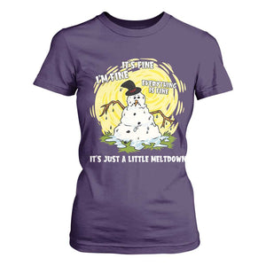 Funny It Is Fine I Am Fine Everything Is Fine Its Just A Little Meltdown T Shirt For Women Christmas Snowman TS11 Purple Print Your Wear
