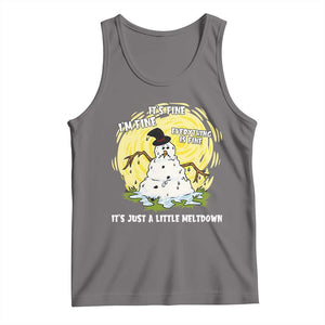 Funny It Is Fine I Am Fine Everything Is Fine Its Just A Little Meltdown Tank Top Christmas Snowman TS11 Deep Heather Print Your Wear