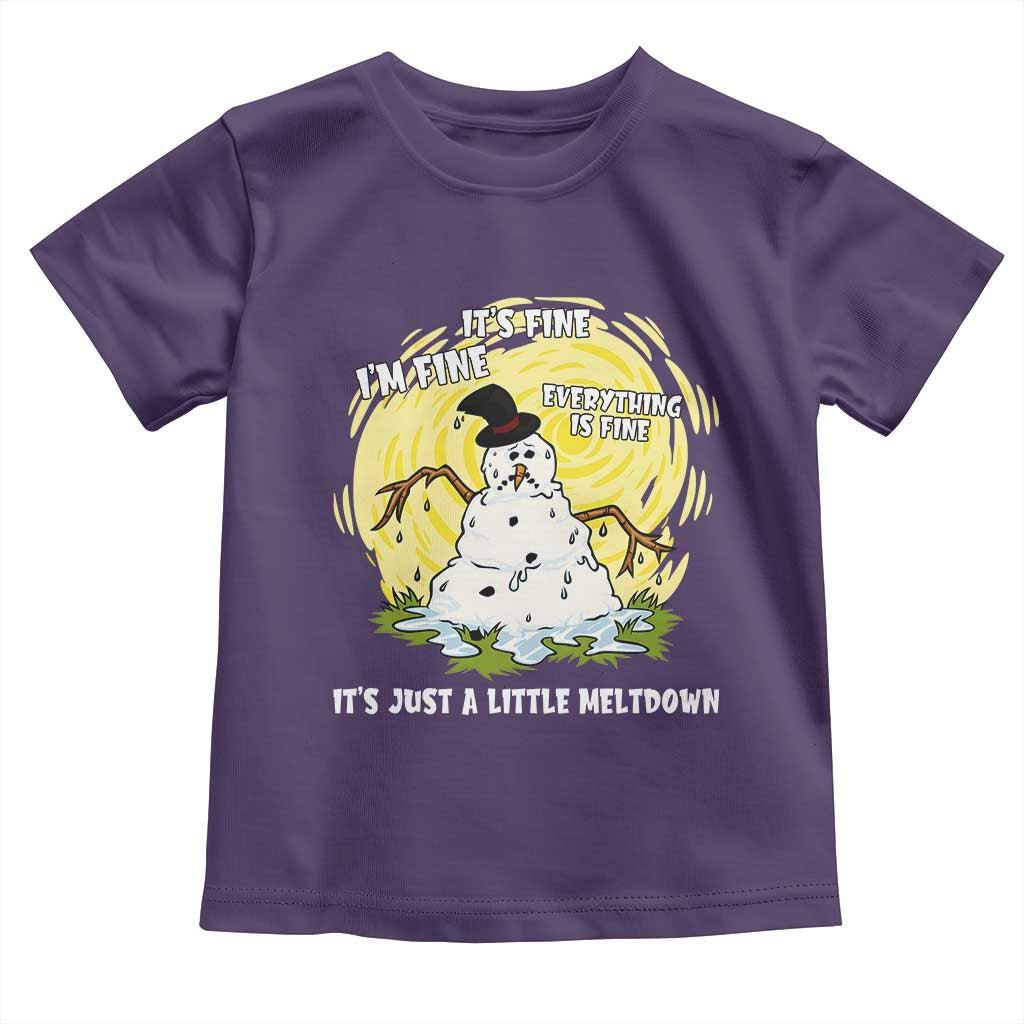 Funny It Is Fine I Am Fine Everything Is Fine Its Just A Little Meltdown Toddler T Shirt Christmas Snowman TS11 Purple Print Your Wear