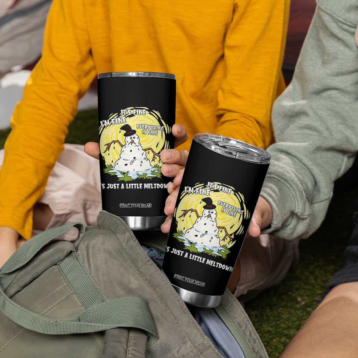 Funny It Is Fine I Am Fine Everything Is Fine Its Just A Little Meltdown Tumbler Cup Christmas Snowman - Print Your Wear