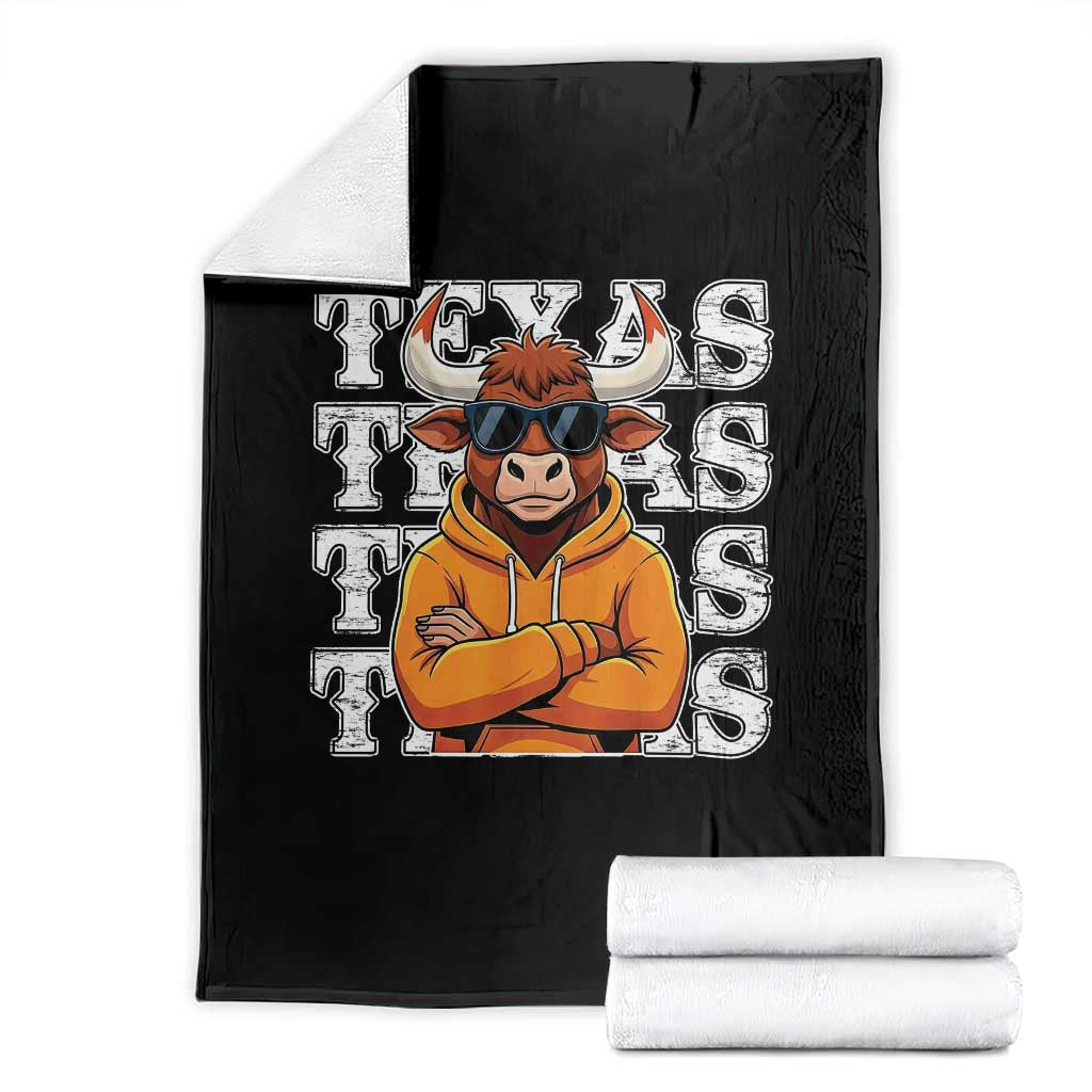 Texas Fan Throw Blanket Longhorns Cow Texas Pride Sport Lover TS11 Black Print Your Wear