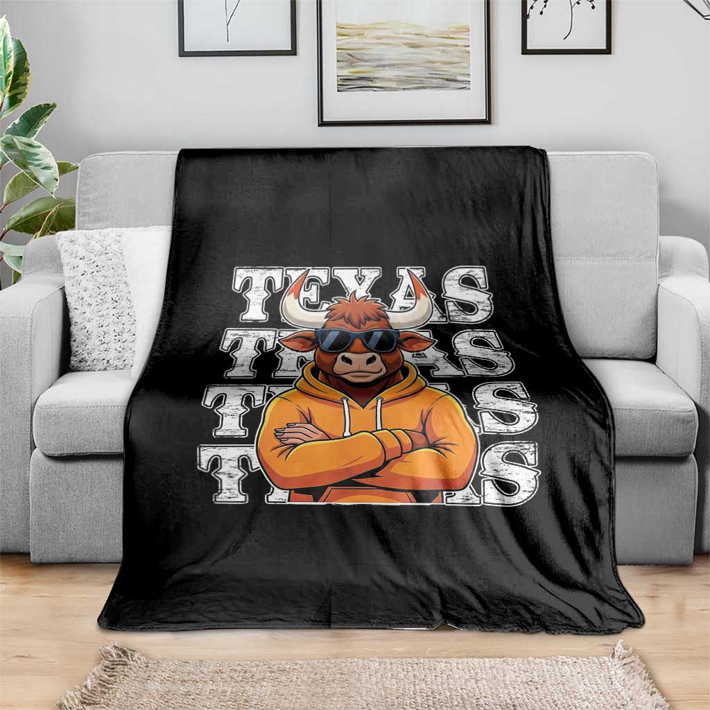 TFL Football Lover Throw Blanket Vintage Orange Cow Sunglasses Game Day TS11 Print Your Wear