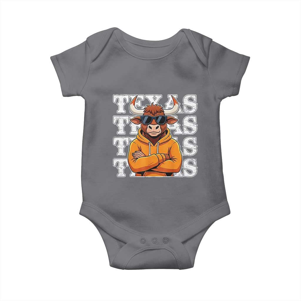 Texas Fan Baby Onesie Longhorns Cow Texas Pride Sport Lover TS11 Charcoal Print Your Wear