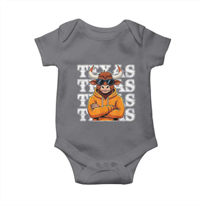 Texas Fan Baby Onesie Longhorns Cow Texas Pride Sport Lover TS11 Charcoal Print Your Wear