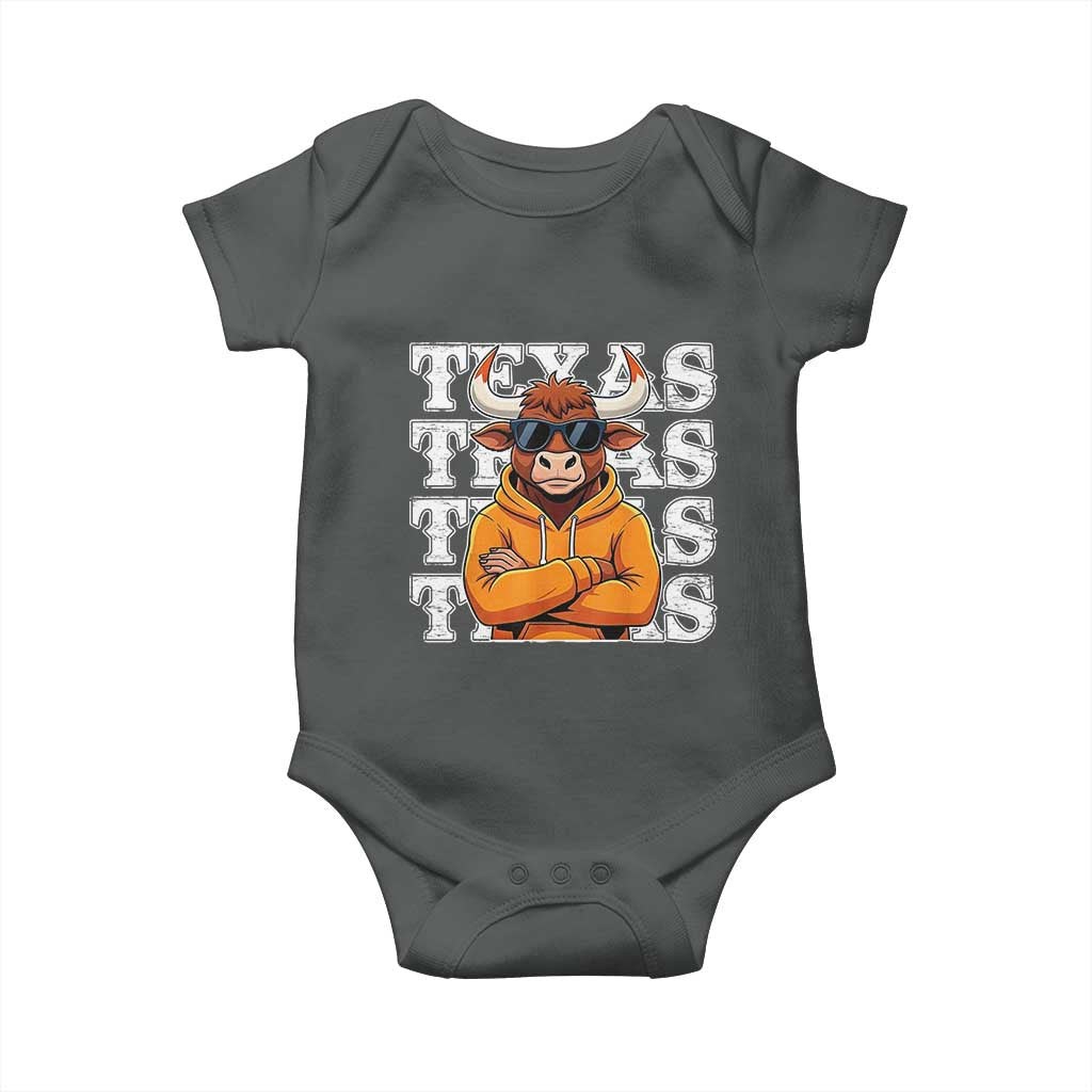 TFL Football Lover Baby Onesie Vintage Orange Cow Sunglasses Game Day TS11 Dark Heather Print Your Wear
