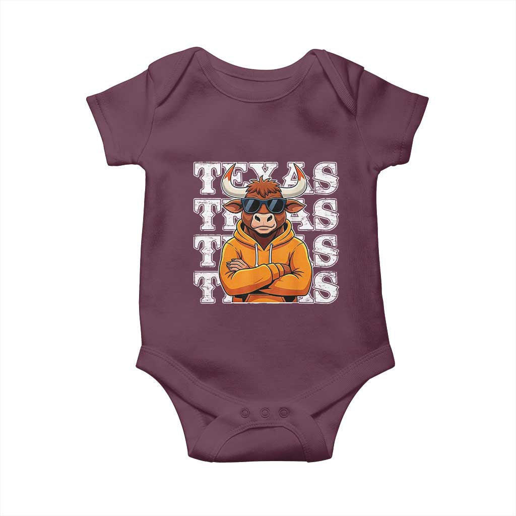 TFL Football Lover Baby Onesie Vintage Orange Cow Sunglasses Game Day TS11 Maroon Print Your Wear