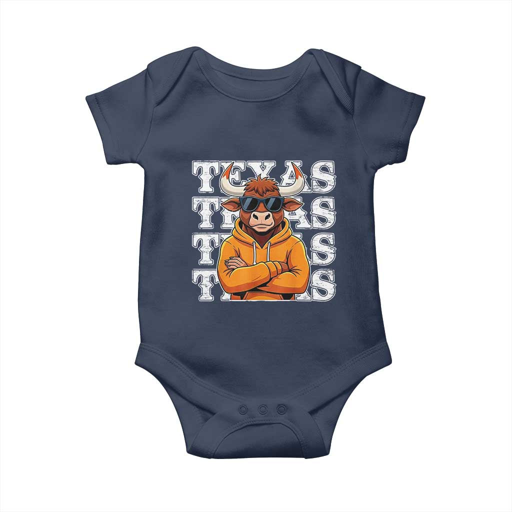 Texas Fan Baby Onesie Longhorns Cow Texas Pride Sport Lover TS11 Navy Print Your Wear