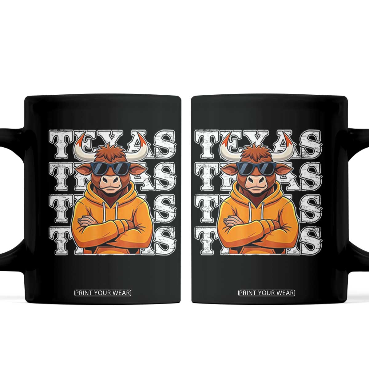 Texas Fan Coffee Mug Longhorns Cow Texas Pride Sport Lover TS11 Black Print Your Wear