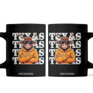 Texas Fan Coffee Mug Longhorns Cow Texas Pride Sport Lover TS11 Black Print Your Wear