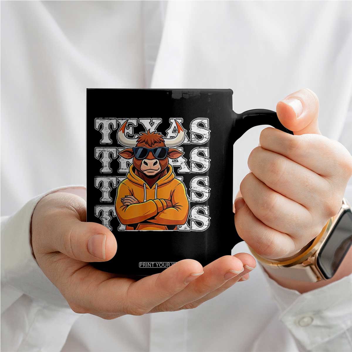 Texas Fan Coffee Mug Longhorns Cow Texas Pride Sport Lover TS11 Print Your Wear