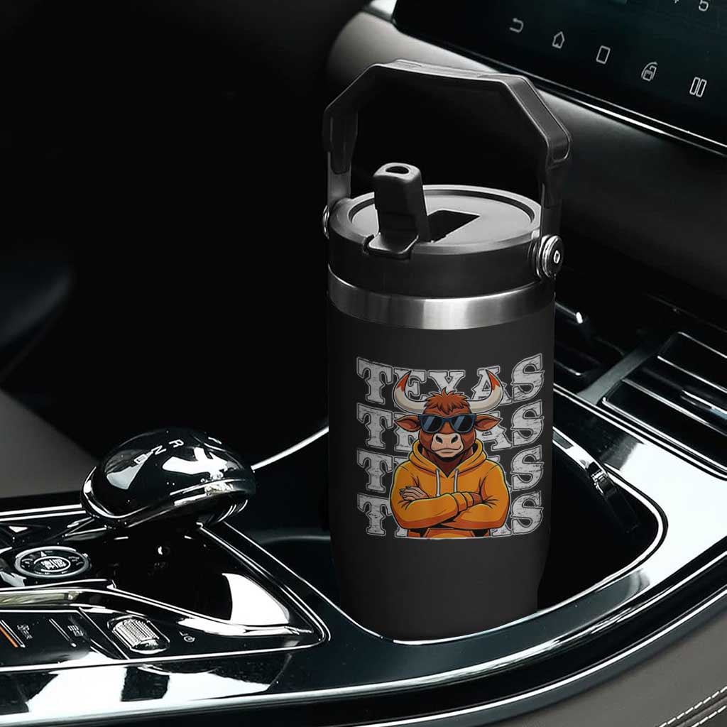 TFL Football Lover Flip Straw Tumbler Vintage Orange Cow Sunglasses Game Day TS11 Print Your Wear