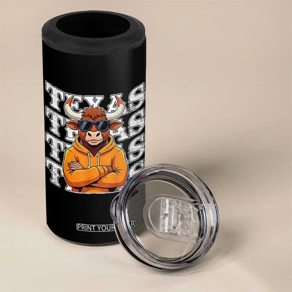 TFL Football Lover 4 in 1 Can Cooler Tumbler Vintage Orange Cow Sunglasses Game Day TS11 Print Your Wear