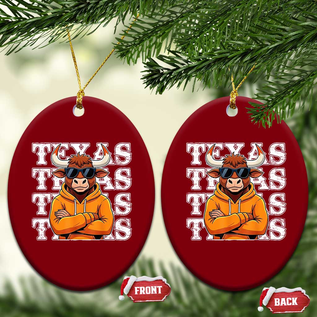 TFL Football Lover Ceramic Ornament Vintage Orange Cow Sunglasses Game Day TS11 Print Your Wear