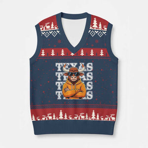 TFL Football Lover V-Neck Knit Sweater Vest Vintage Orange Cow Sunglasses Game Day TS11 Navy Red Print Your Wear