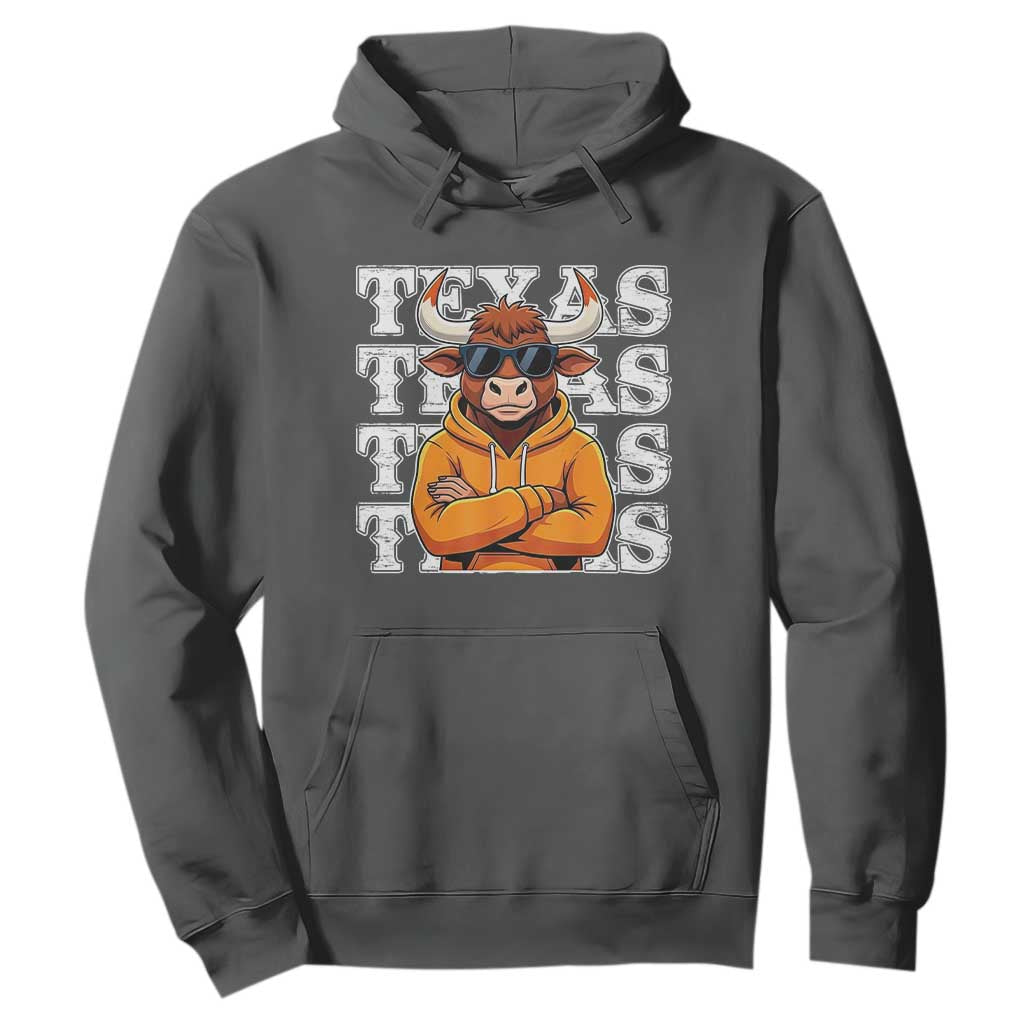 Texas Fan Hoodie Longhorns Cow Texas Pride Sport Lover TS11 Dark Heather Print Your Wear