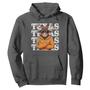 Texas Fan Hoodie Longhorns Cow Texas Pride Sport Lover TS11 Dark Heather Print Your Wear